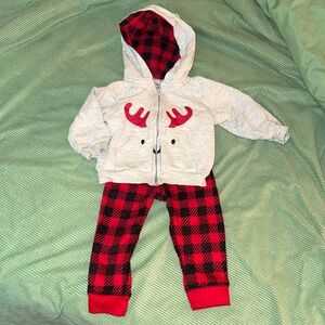Gerber Reindeer Red Plaid Outfit 12 months